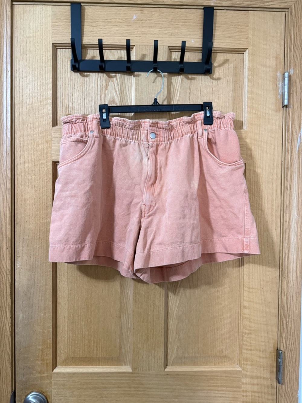 Forever 21+ Peach Paperbag Waist Shorts 3X High Rise Soft Denim Casual
